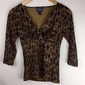 Leopard  V-Neck Top Animal print CHAPS Classics